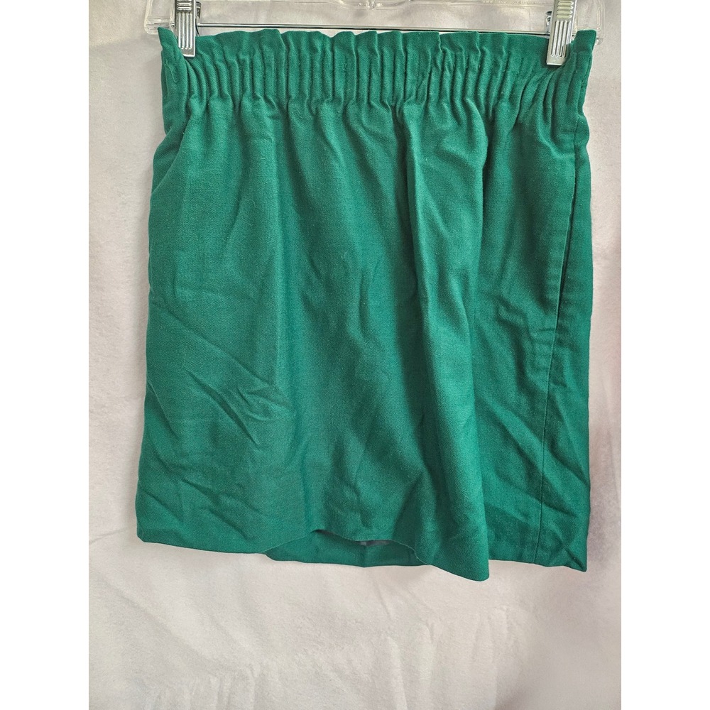 J.Crew Emerald Green Wool Blend Elastic Paperbag Waist Mini Skirt 910